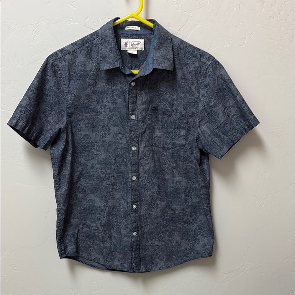 Penguin Men's Blue Short Sleeve Shirt